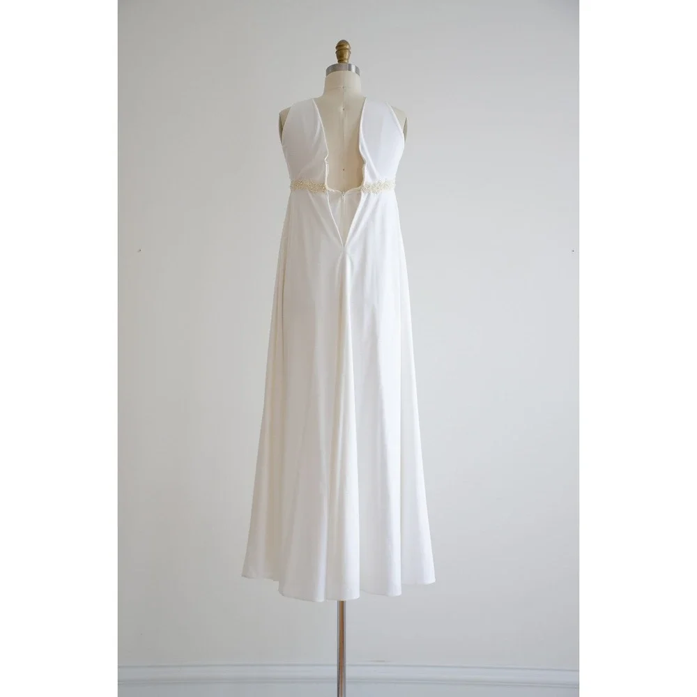 vintage wedding dress 60s Priscilla of Boston sleeveless minimalist white gown‎ - Picture 4 of 10